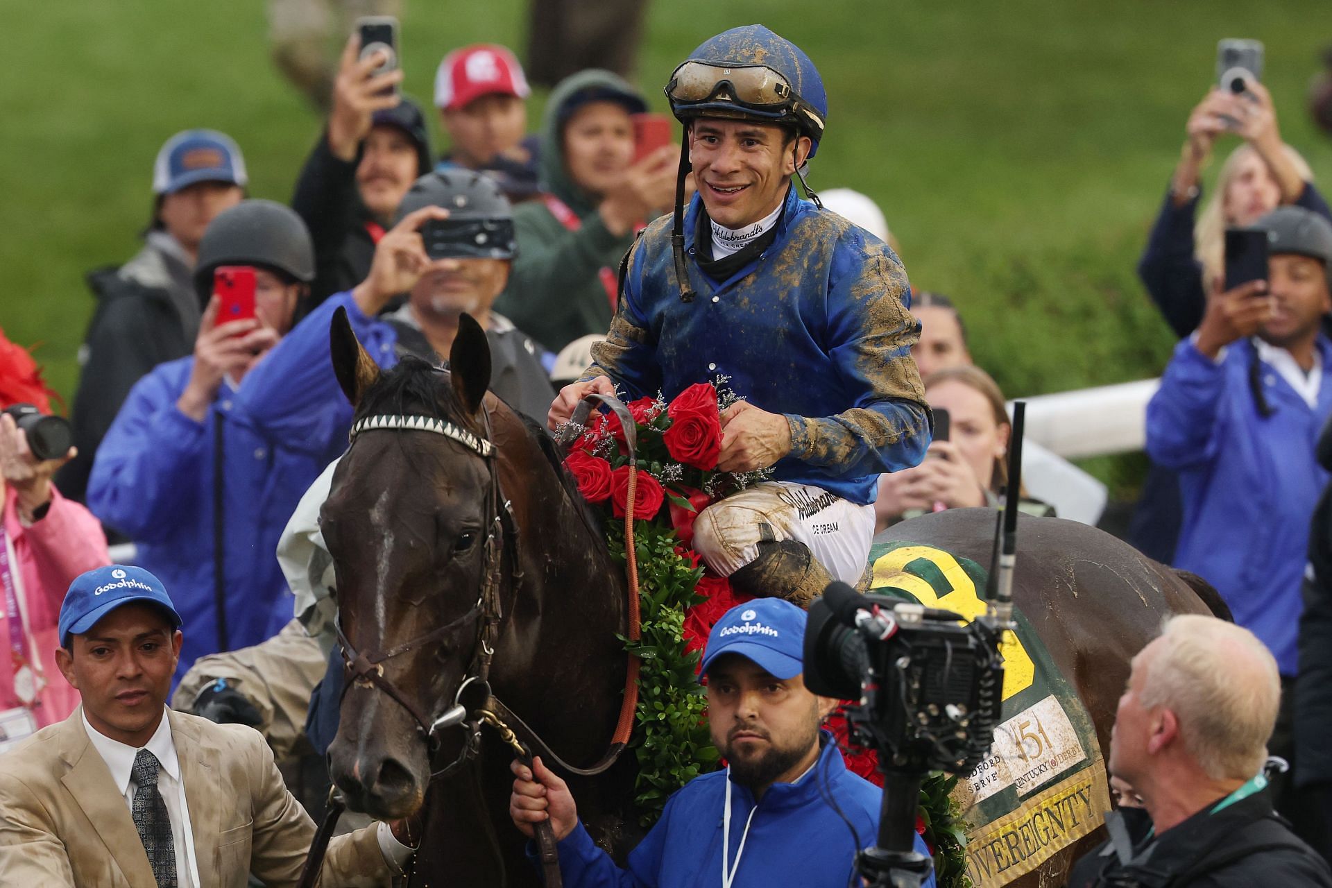 Jockey Junior Alvarado at the 151st running of the Kentucky Derby in Louisville, Kentucky. (Photo by Getty Images)